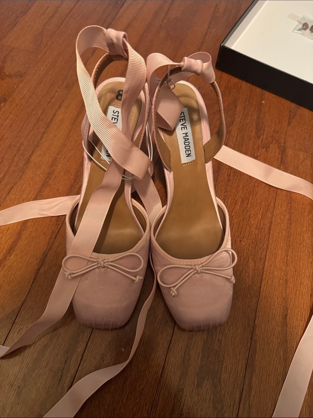 Steve Madden Blush Pink Ballet Tie Ankle Strap Flats